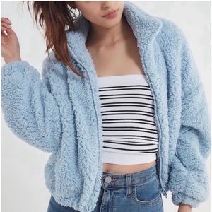 Urban Outfitters cropped Zip up sherpa jacket